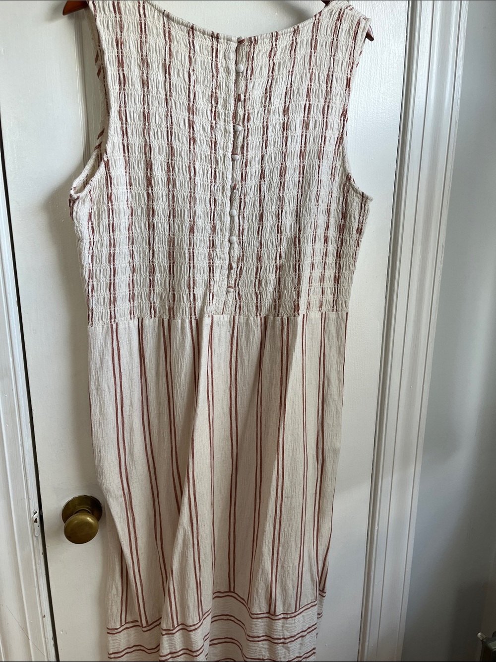 Fatface Sleeveless Cream Dress with Rust Stripes - Picture 5 of 5